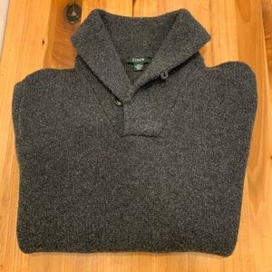 J Crew Lambswool Shawl Collar Sweater Grey M $149